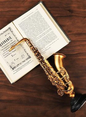 创意复古欧式萨克斯小提琴乐器模型树脂摆件酒吧家居书柜酒柜装饰