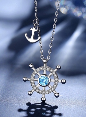 扬帆起航天然宝石女生纯银项链