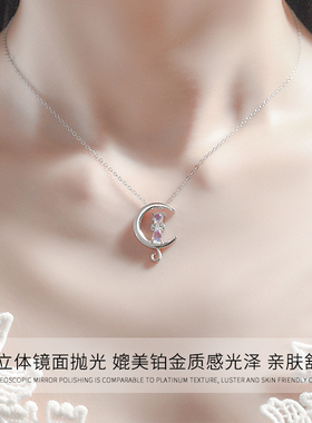 微汀月亮猫月光石项链女生礼物