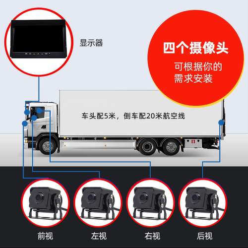 10.1寸货车四路监控高清收割机倒车影像声控一体机车载记录仪24V-图1