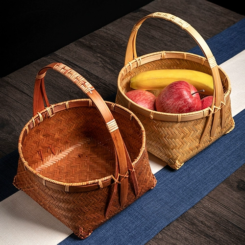 Бамбуковая рука -Ряд корзина свадебная коробка варенья корзина корзина с фруктами Happy Red Basket Moon Cake Pired Borte Corpet Baske Basko Basket