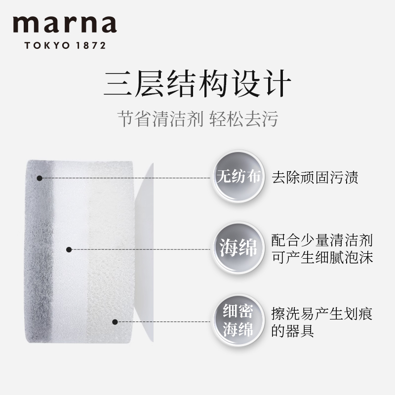 日本MARNA洗碗海绵刷锅神器魔力擦厨房家居用品百洁布POCO清洁擦 - 图0