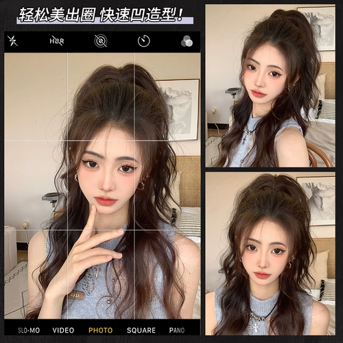 Парик, кудрявый хвостик, заколка-крабик с косичкой изготовленная из настоящих волос