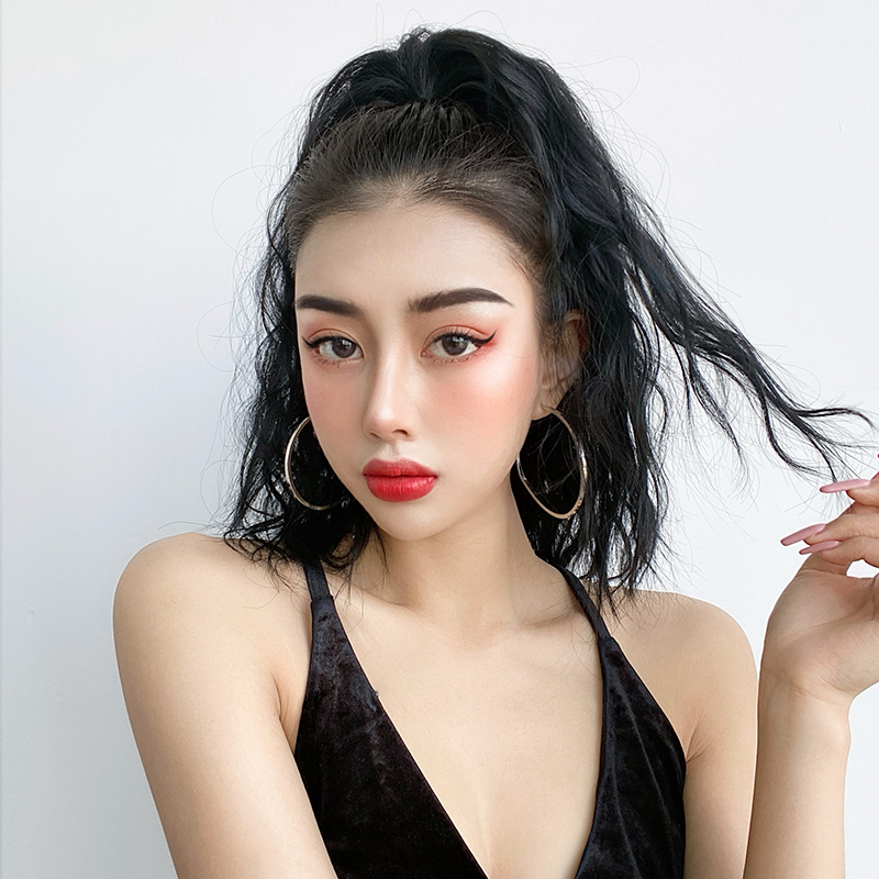仟丝百变旗舰店马尾假发女短款 抓夹式自然蓬松玉米烫 高马尾网红辫子嘻哈小卷发3
