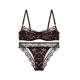 French sexy leopard print lace half-cup ultra-thin anti-sagging push-up bra set for big breasts and small size