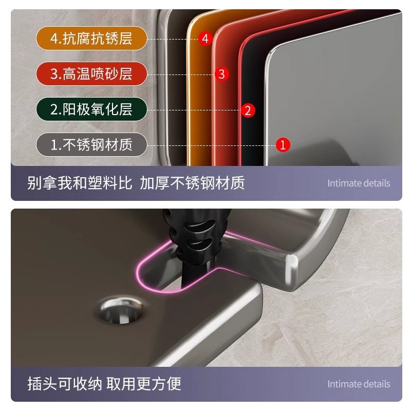 免打孔吹风机置物架卫生间电吹风挂架浴室壁挂式风筒支架收纳神器,淘宝优惠券,粉丝福利购,淘宝优惠卷