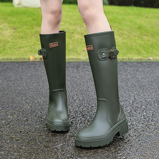 水鞋女防水防滑高筒雨靴日系时尚款红色成人胶鞋网红百搭长筒雨鞋