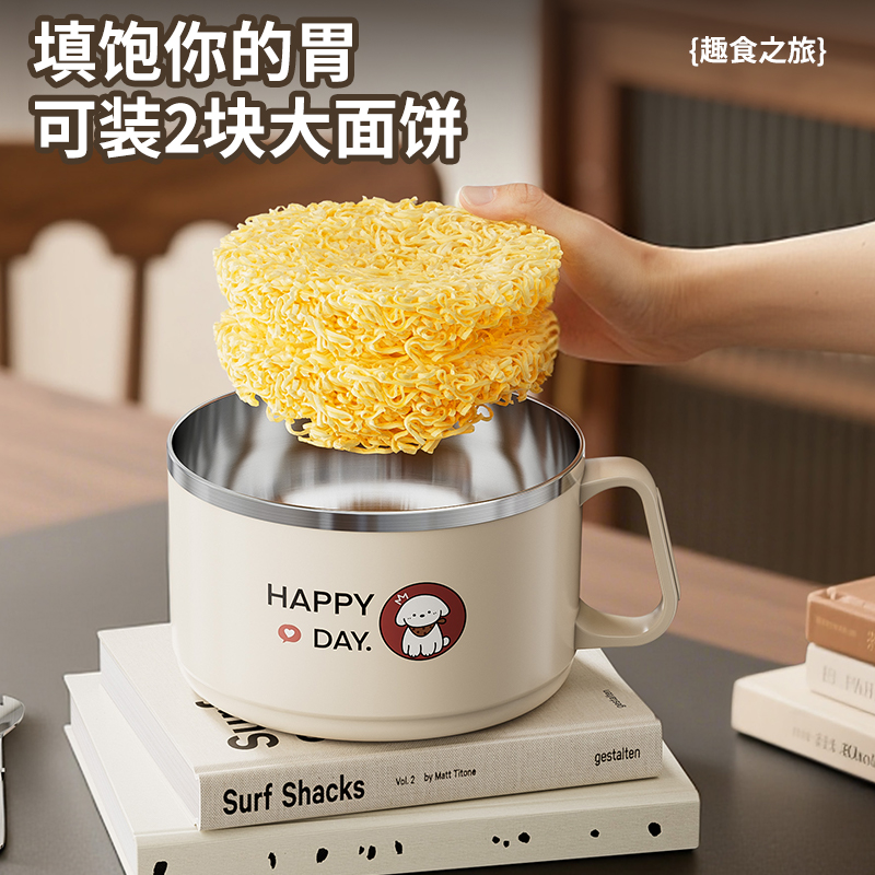 泡面碗带盖宿舍用学生方便面碗可微波炉饭碗上班族食堂打饭专用碗 - 图1