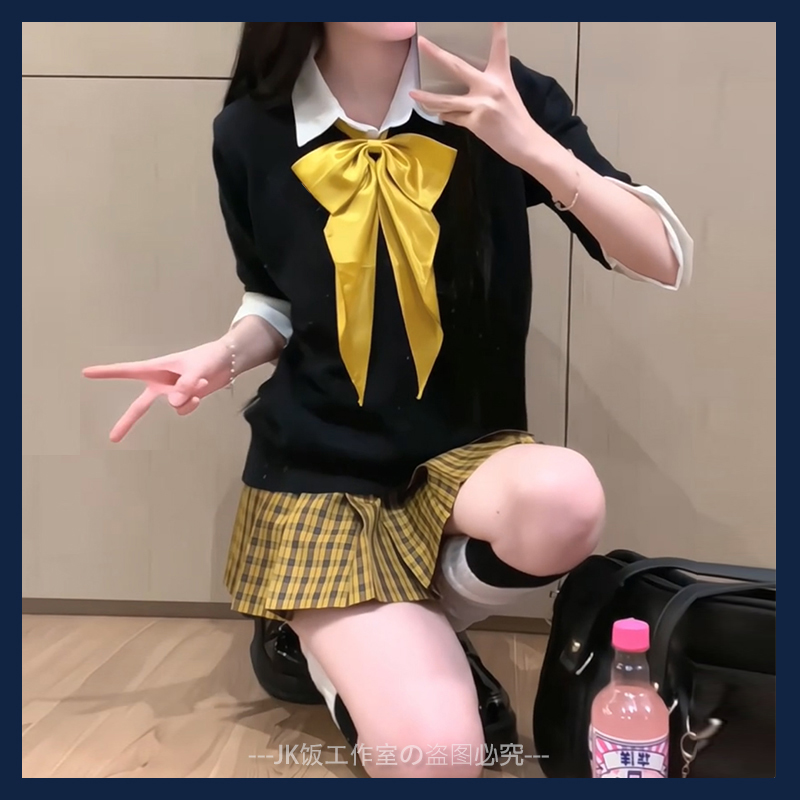 正版向日葵JK制服套装纯欲原创春秋日系狗短格子裙绊JK短裙校供 - 图1