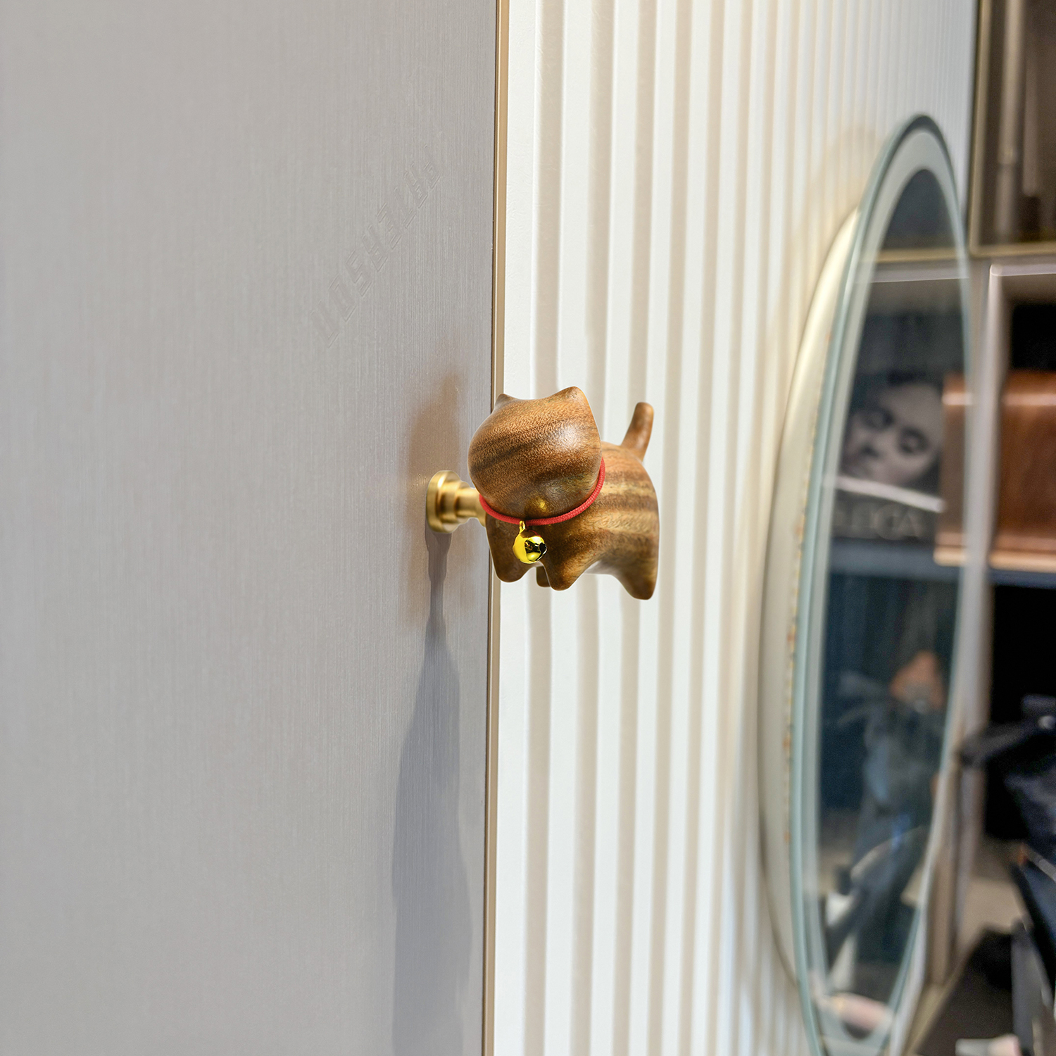 开门纳福禅意福气猫咪抽屉衣柜门把手卡通萌趣柜子门拉手 - 图3