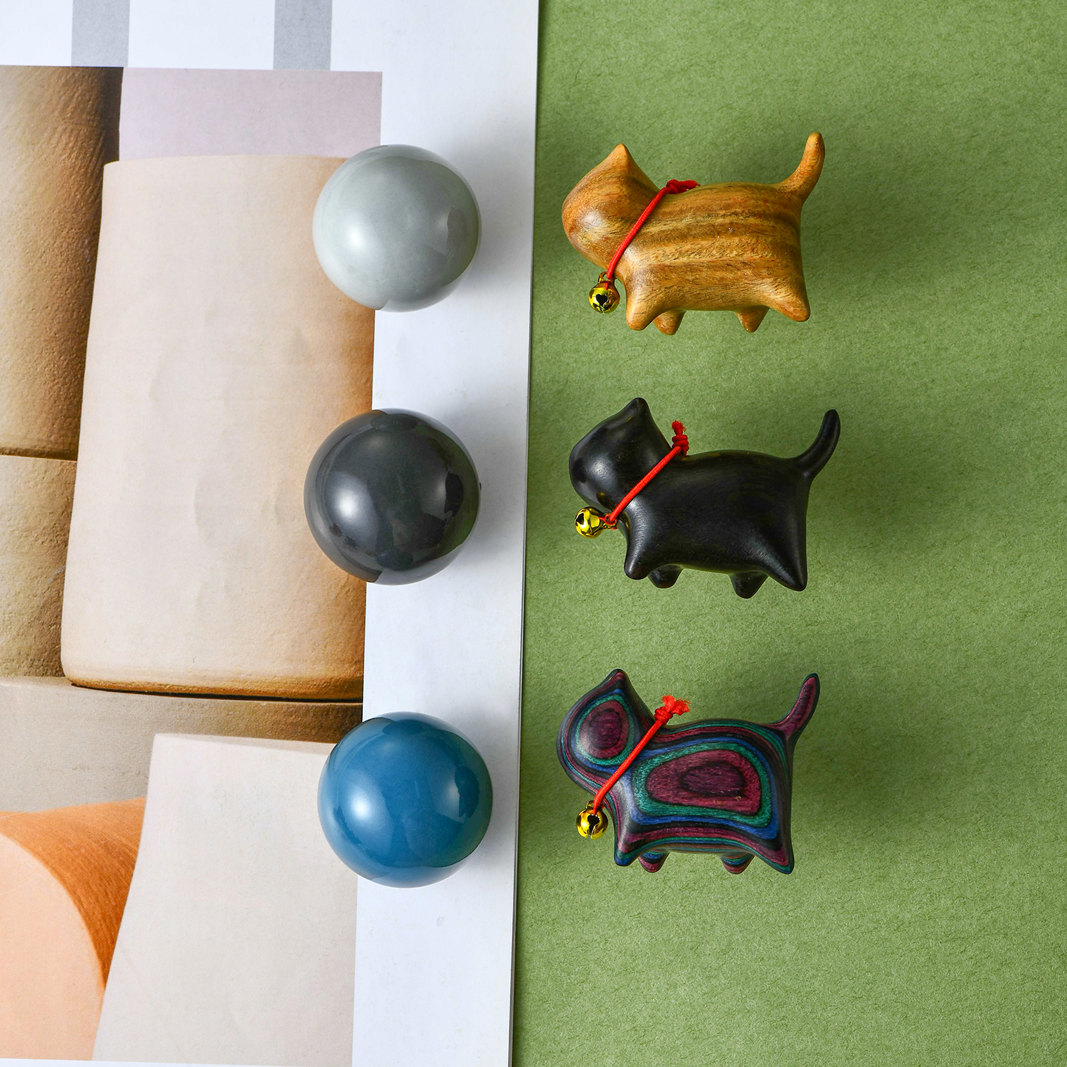 开门纳福禅意福气猫咪抽屉衣柜门把手卡通萌趣柜子门拉手 - 图1