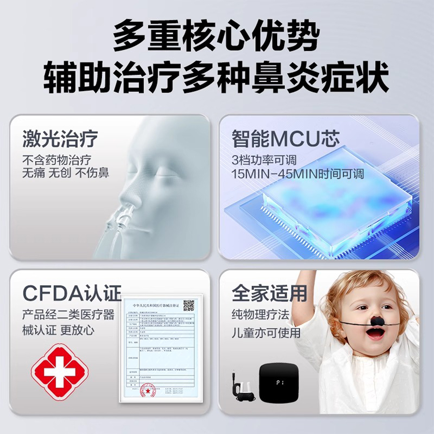 Allergic rhinitis sinusitis pharyngitis laser treatment device