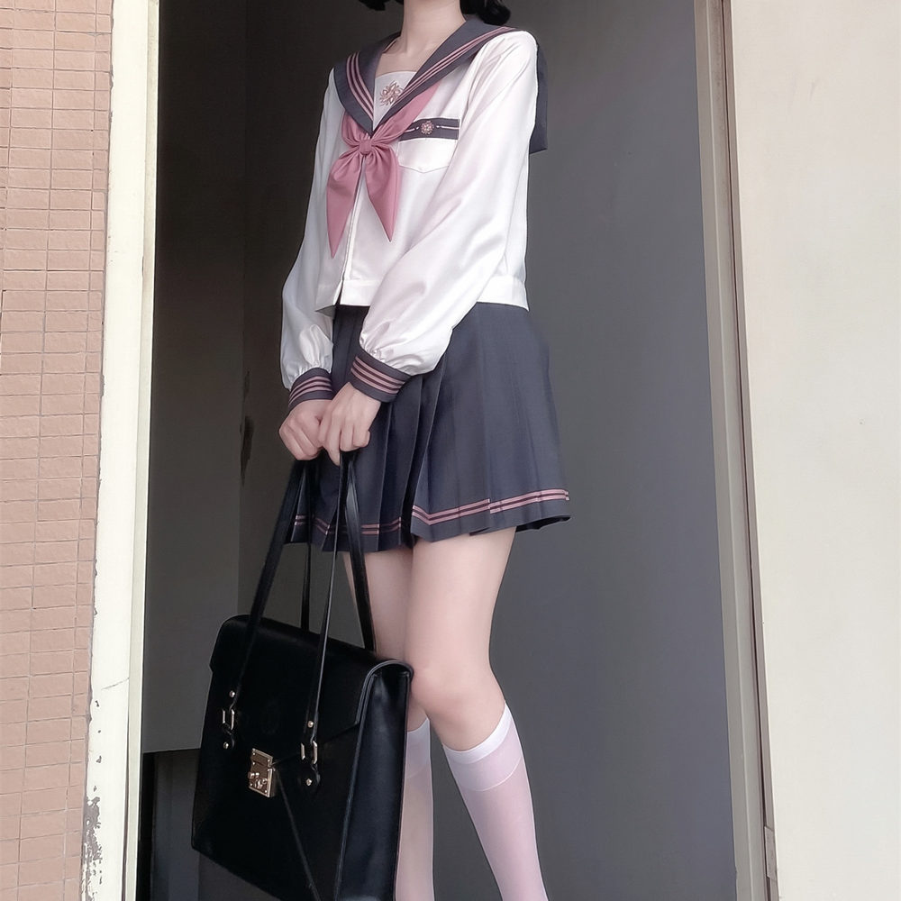 【岁樱】城南诗中意学院风套装jk制服甜美学生少女上衣短袖水手服 - 图3