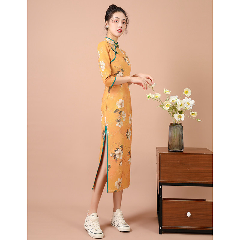 黄色少女2022年新款复古民国旗袍 沐雪莎旗袍