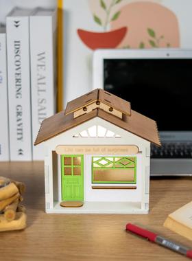 日式小屋装饰床边电视柜花园书架家庭开放网格照片区