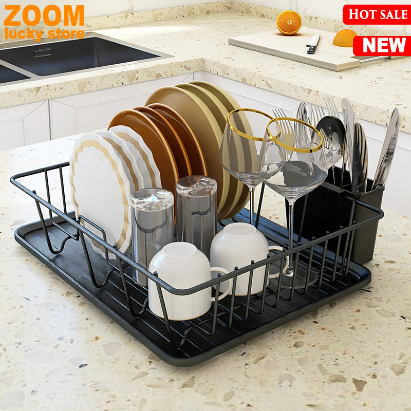 Stainless steel dish drying rack kitchen storage cup holder - 图0