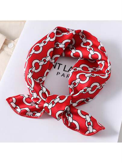 Satin imitation silk scarf for women, digital printed silk scarf, small square scarf, 50cm, polka dot stripes, various scarves, trendy decoration