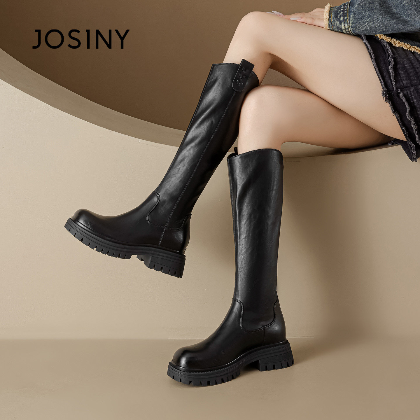 卓诗尼骑士靴女2025新款秋复古显瘦黑色长筒靴废土风时尚百搭女鞋,淘宝优惠券,粉丝福利购,淘宝优惠卷