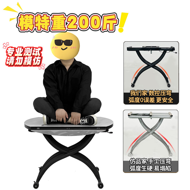 冠喻奢石工艺餐桌椅组合茶几可升降折叠拉台移动家用小户型亮光面,淘宝优惠券,粉丝福利购,淘宝优惠卷