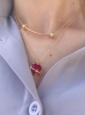 lhwindso红色闪耀圆钻项链