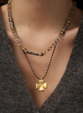 MYABAY四叶草镀金磨砂质感项链