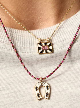 MYABAY白色马蹄U型吊坠编织项链