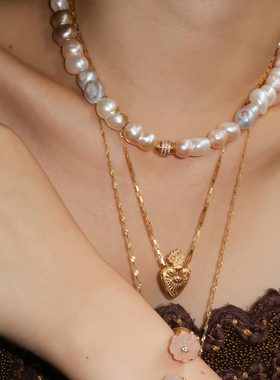 Bohemian Rhapsodie巴洛克珍珠项链合集不可调节喇叭扣秋冬毛衣链