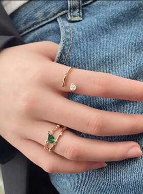 lhwindsor弯曲小水滴细竹叶戒指