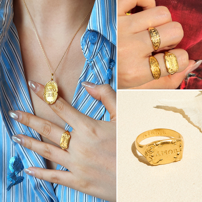 Spanish Alhaja niche retro gold ring