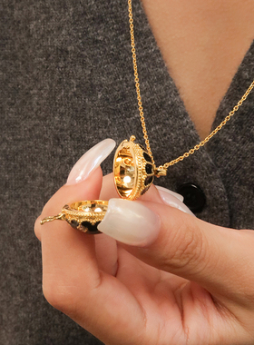 MYABAY黑珐琅圆球可调节毛衣链