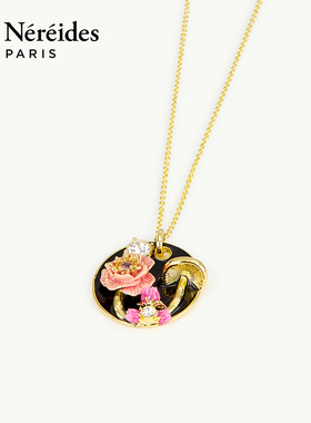 Les Nereides漫步巴比松系列 粉色银莲花与蘑菇 项链