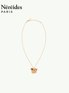 Les Nereides爱护小动物系列 腊肠犬与花篮 项链