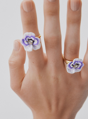Les Nereides三色堇系列 紫色三色堇 戒指 经典浪漫渐变生日礼物