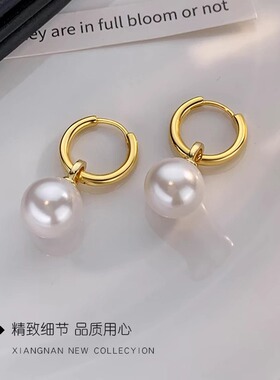 法国gentle motto多色可选！纯银珍珠耳环女简约百搭轻奢小众耳钉