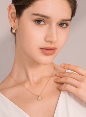 卢昱晓同款BABYBEI初贝小瓷片项链锁骨链925银母贝气质优雅通勤