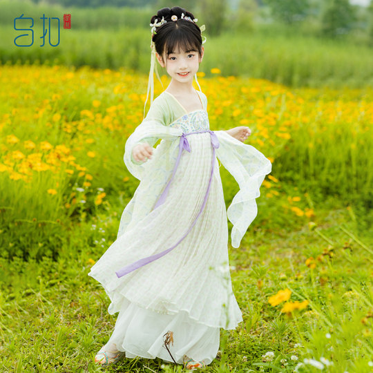 乌扣.关雎 汉服女童夏款儿童中国风改良古装襦裙超仙连衣裙春夏