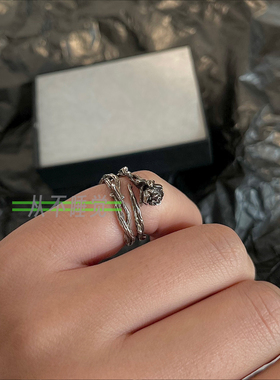 荆棘玫瑰纯银开口组合戒指潮
