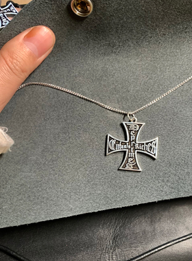 ERD风格十字造型纯银熏黑项链