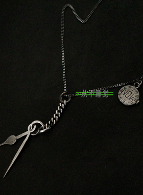 个性纯银时间指针造型项链