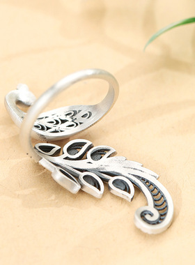 英国TopWhit新中式复古文艺优雅凤凰戒指女款个性镂空滴胶珐琅