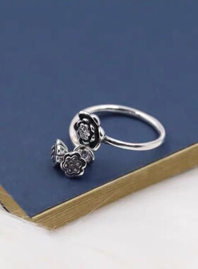 英国TopWhit莲花戒指女复古典民族风流苏莲蓬莲藕尾戒食指戒子