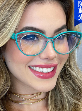 法国cherrykoko猫眼平光镜防蓝光新款女欧美ins眼镜框时尚前卫