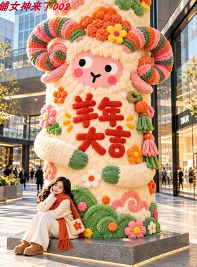 羊年毛绒大树网红打卡摆件
