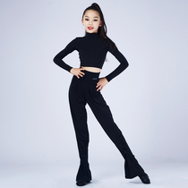 Song Liberia Latin Dance Suit Woman Less Children Autumn Winter New High Collar Long Sleeve Long Pants Dance Workout Suit Training Suit