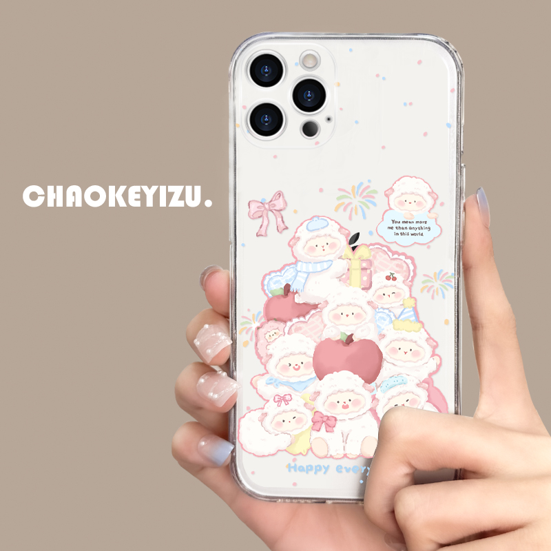 适用于苹果15手机壳plus硅胶iPhone14promax防摔ip13全包11/12mini新款xsmax透明7/8p软se3小羊卡通6sp超薄xr - 图1