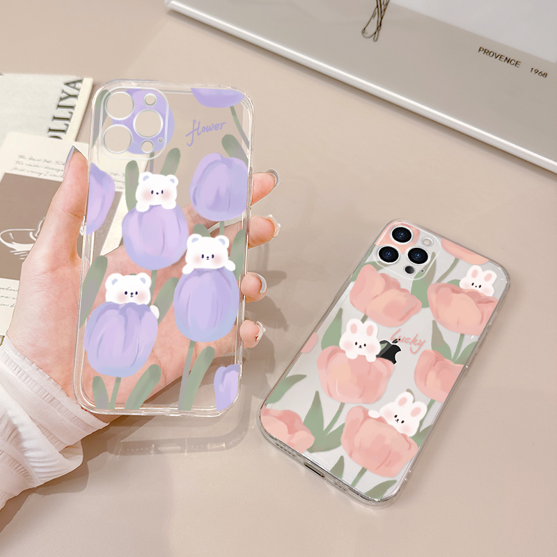 适用于苹果14promax手机壳15软16plus花朵兔子iPhone17透明防摔12mini全包11硅胶7/8p夏天xr新款6sp轻薄xsmax - 图2