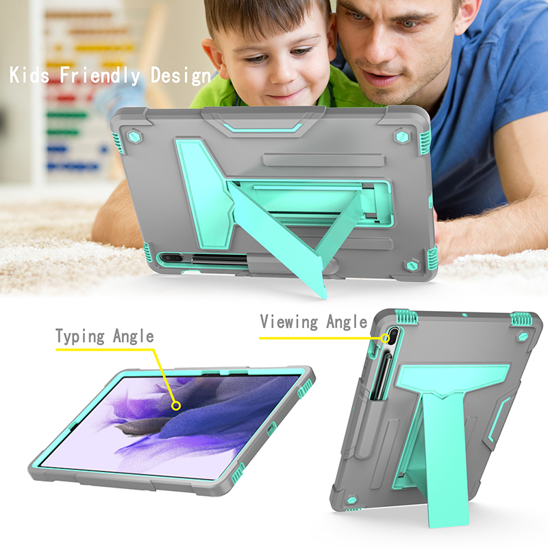 适用于2021三星Galaxy Tab S7 FE保护套笔槽防摔T730/T733平板电脑12.4英寸T735/T736B全包软壳硅胶横竖支架 - 图2