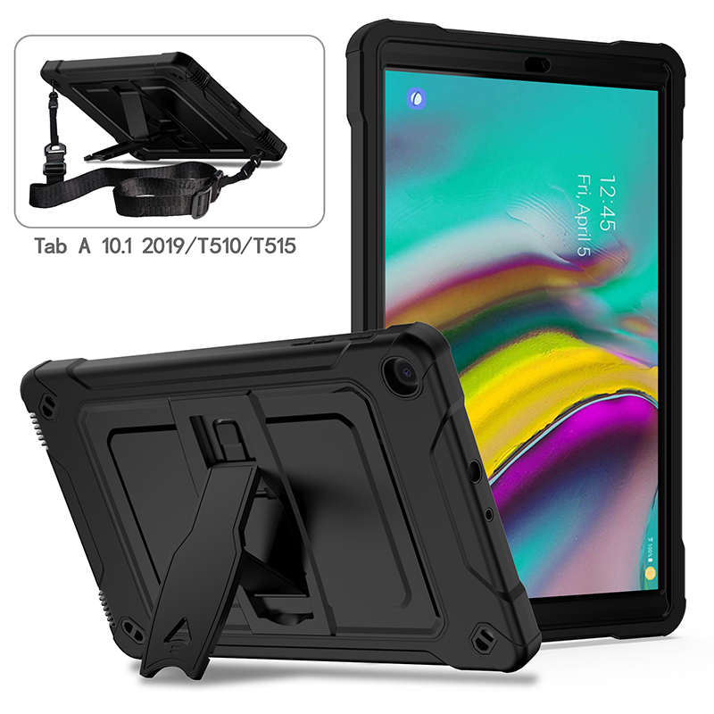 适用于三星Galaxy Tab A 10.1 2019保护套防摔SM-T510/T515C全包边软壳硅胶平板电脑10.1寸支架外壳带挂绳-图3