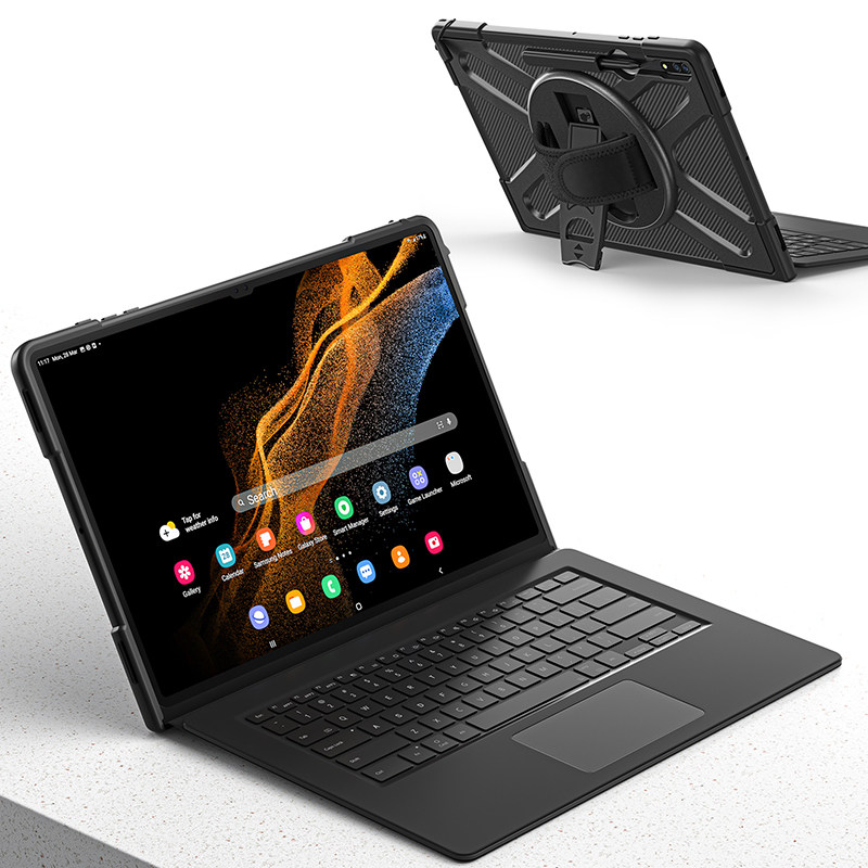 适用三星Tab S10Ultra保护套带笔槽可支持键盘S8/S9/Ultra平板电脑14.6寸SM-X920全包边软壳硅胶X926旋转支架