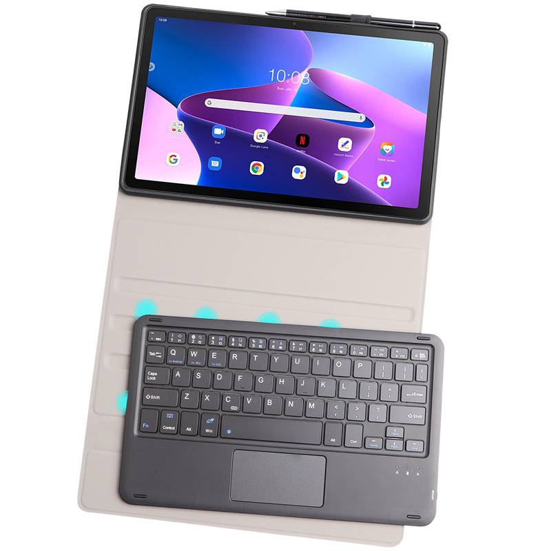 适用联想Tab M10plus Gen3保护套带蓝牙键盘触摸板鼠标平板电脑3代TB128FU/125FU全包边软壳10.6寸皮套支架XU - 图0